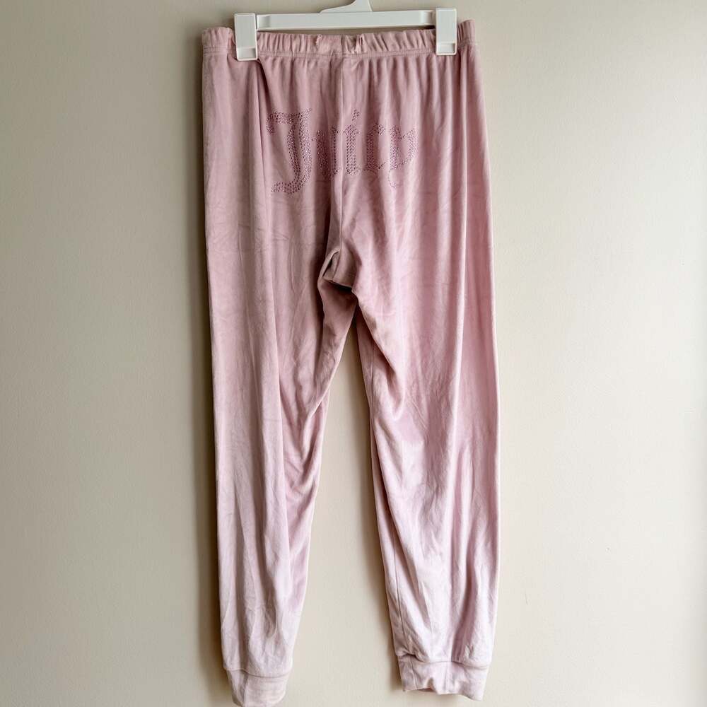 Juicy Couture Women's Pink Velour 2-Piece Sleepwear Set Rhinestone Bling Logo Si - Picture 7 of 10